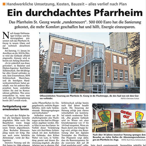 Schleinschock - Press - "Ein durchdachtes Pfarrheim"